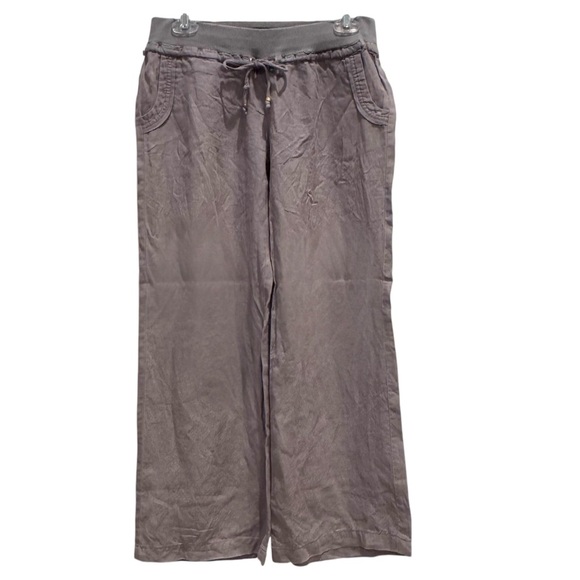 Guess Los Angeles Size S Nomad Gray 100% Linen Wide Leg Beach Pants w/Pockets - Picture 1 of 6